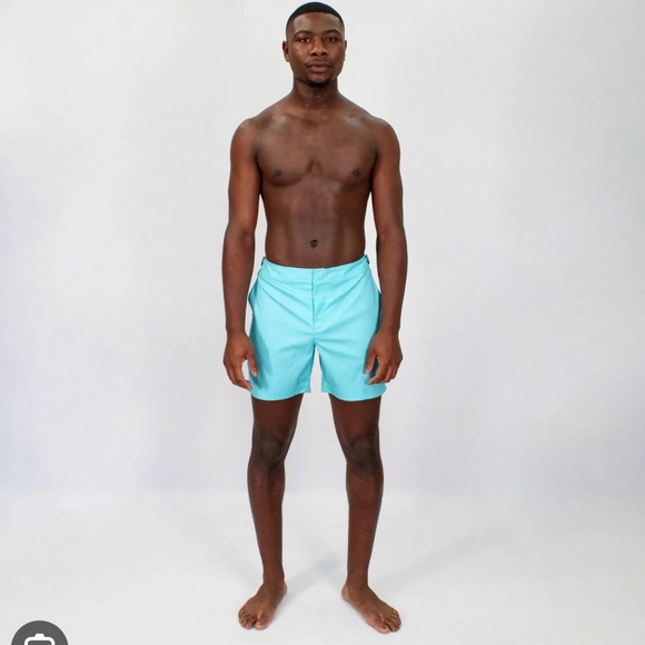 Lords of Harlech Oxford swim trunk mens shorts green short 34 trunks hybrid - Picture 9 of 10